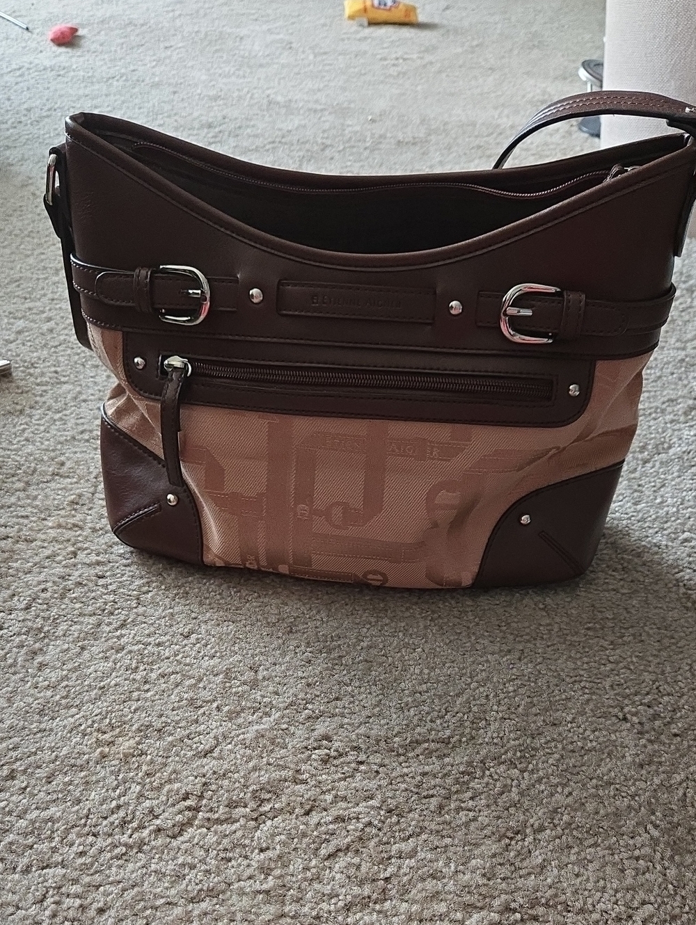 Etienne Aigner Brown Leather Logo Patch Handbag